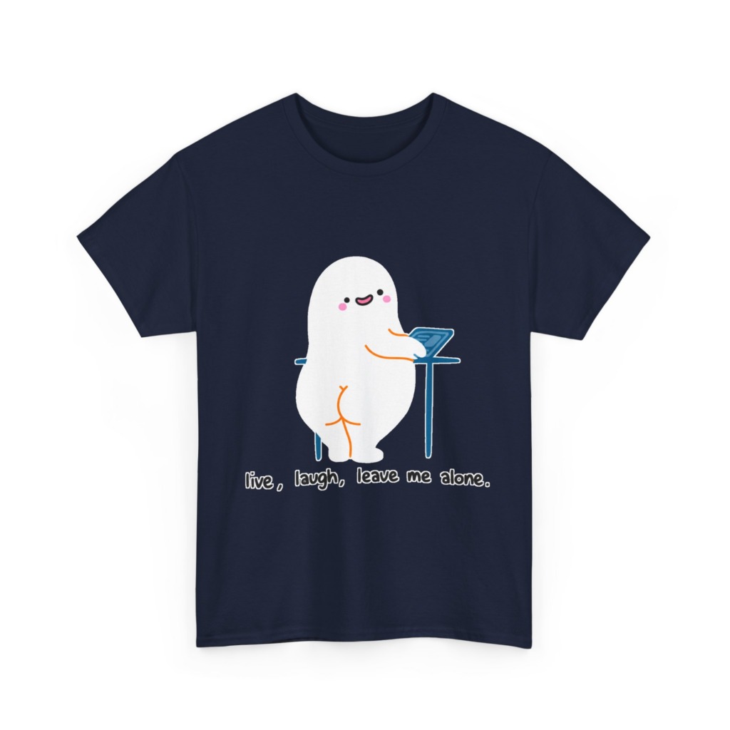T-Shirt with Live, Laugh, Leave Me Alone Ghost Graphic