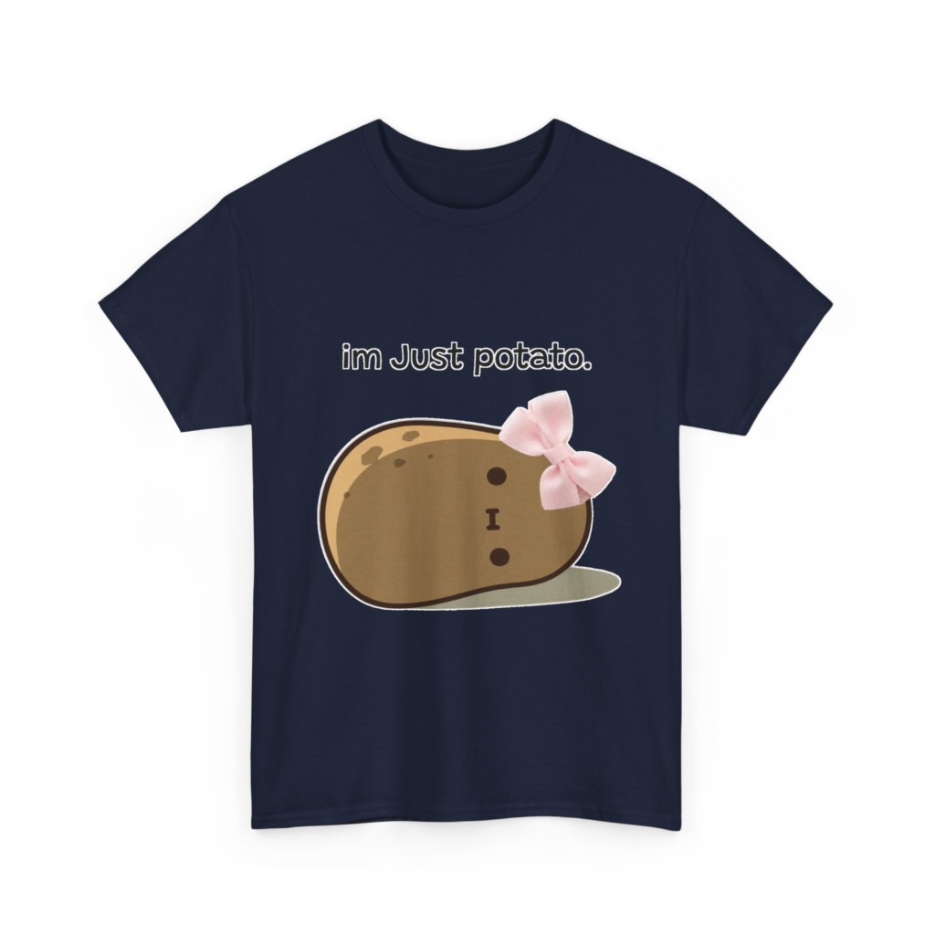White 'im Just potato.' Pink Bow Potato Tee