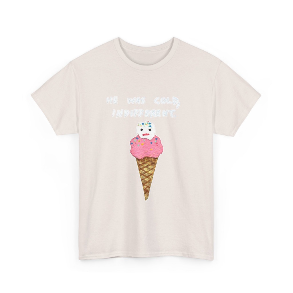 T-Shirt with Cold, Indifferent Ice Cream Graphic