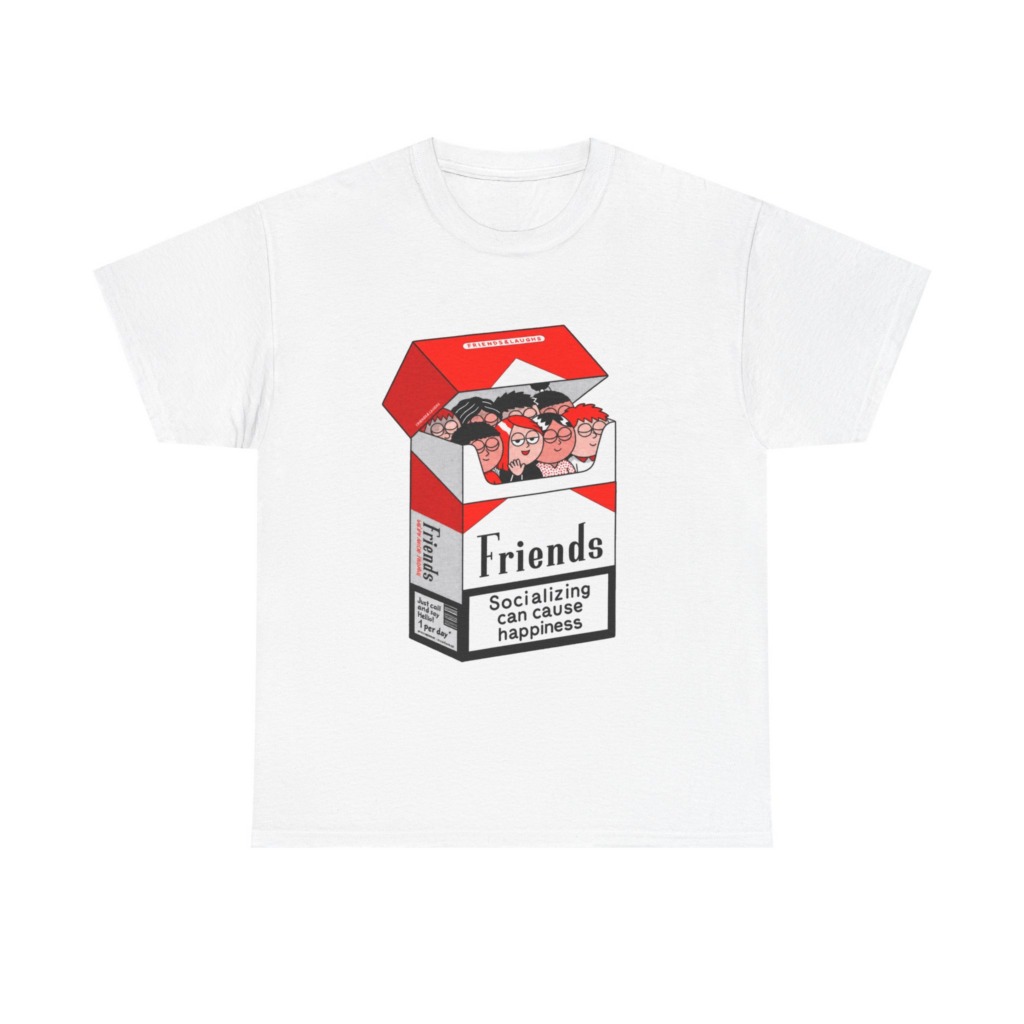 Graphic Tee: Friends Socializing Cigarette Pack