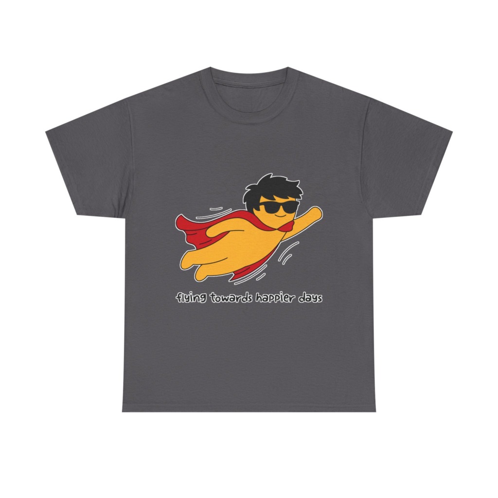 T-Shirt: Flying Hero 'Happier Days' Graphic Print