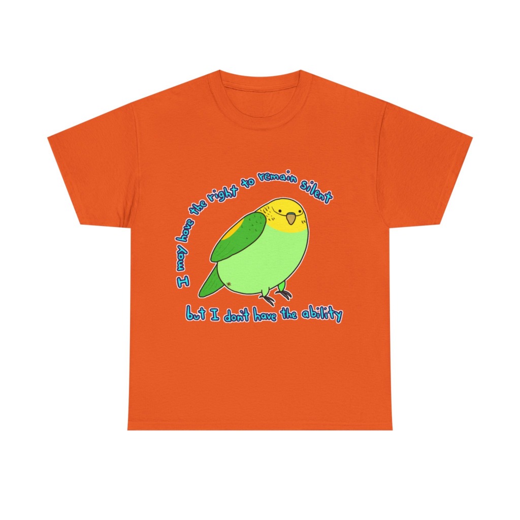 T-Shirt: Parakeet 'Right to Remain Silent' Quote