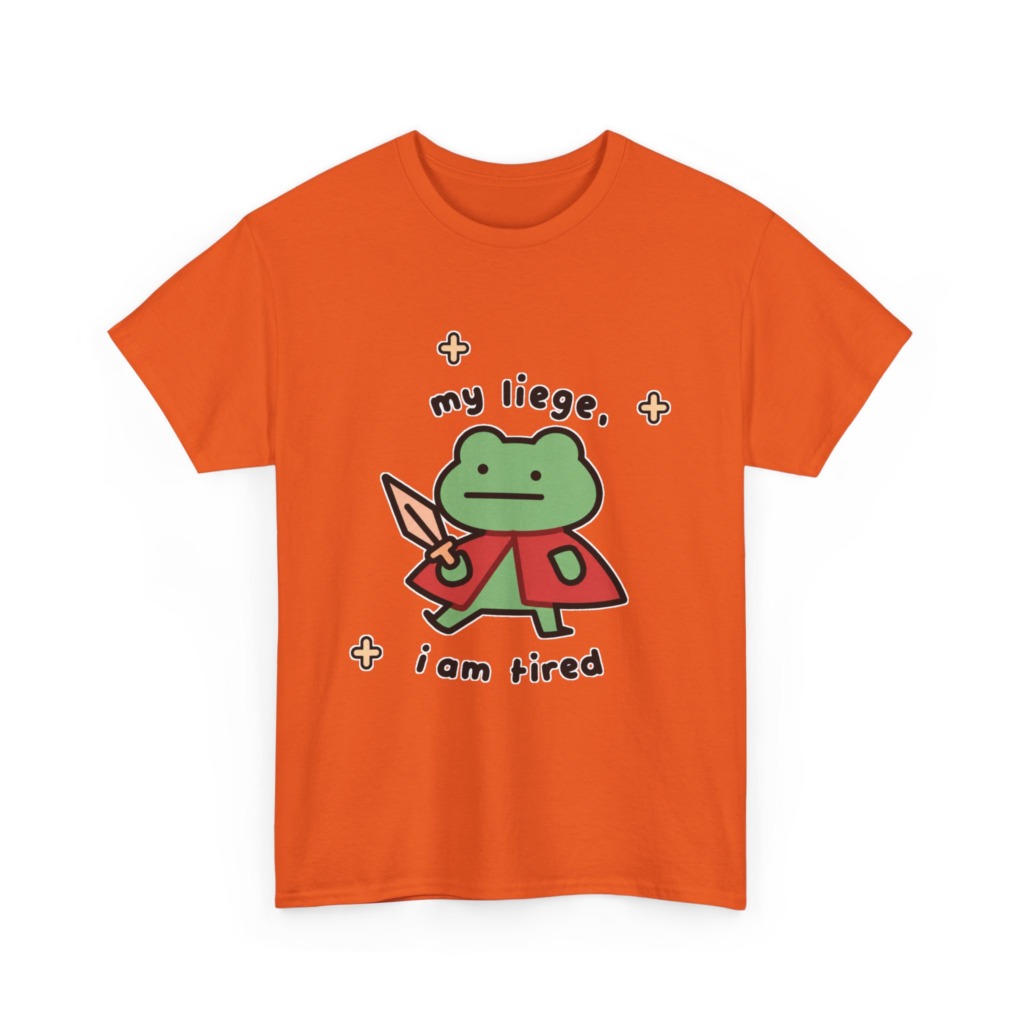 T-Shirt: Tired Frog Knight 'my liege, i am tired' Print