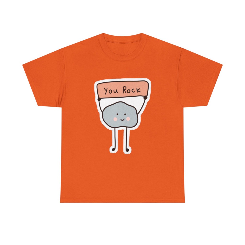 T-Shirt: Cute Rock Holding 'You Rock' Sign