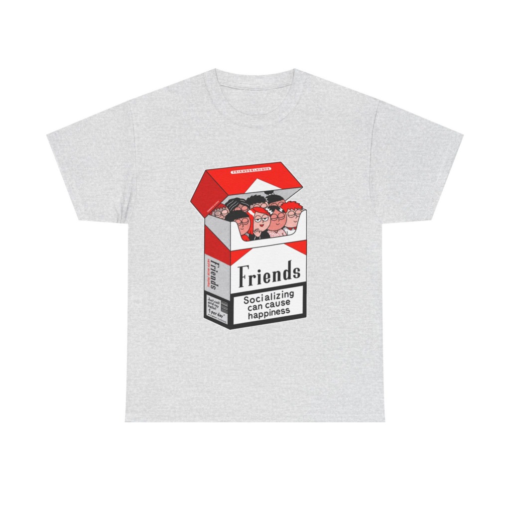 Graphic Tee: Friends Socializing Cigarette Pack