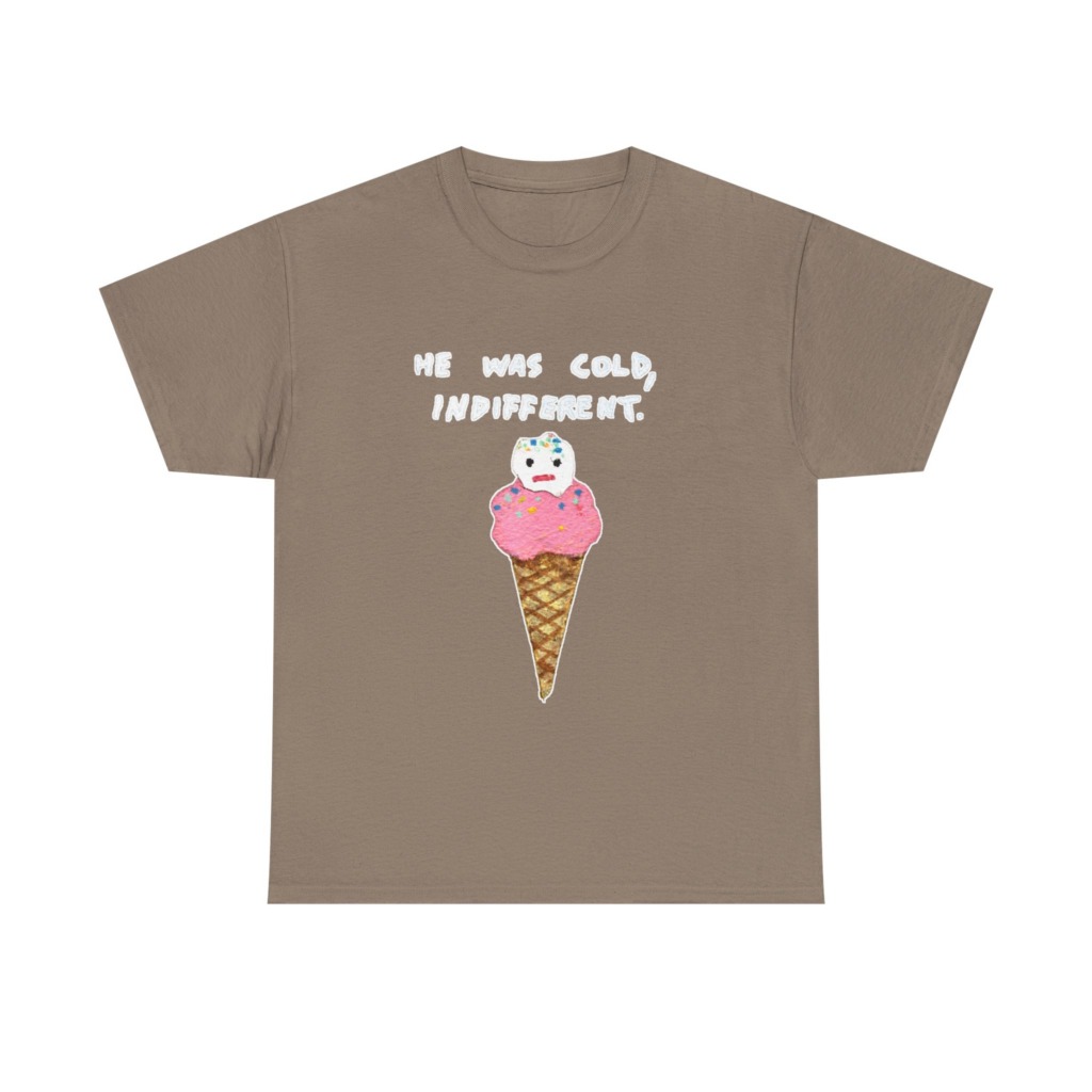 T-Shirt with Cold, Indifferent Ice Cream Graphic