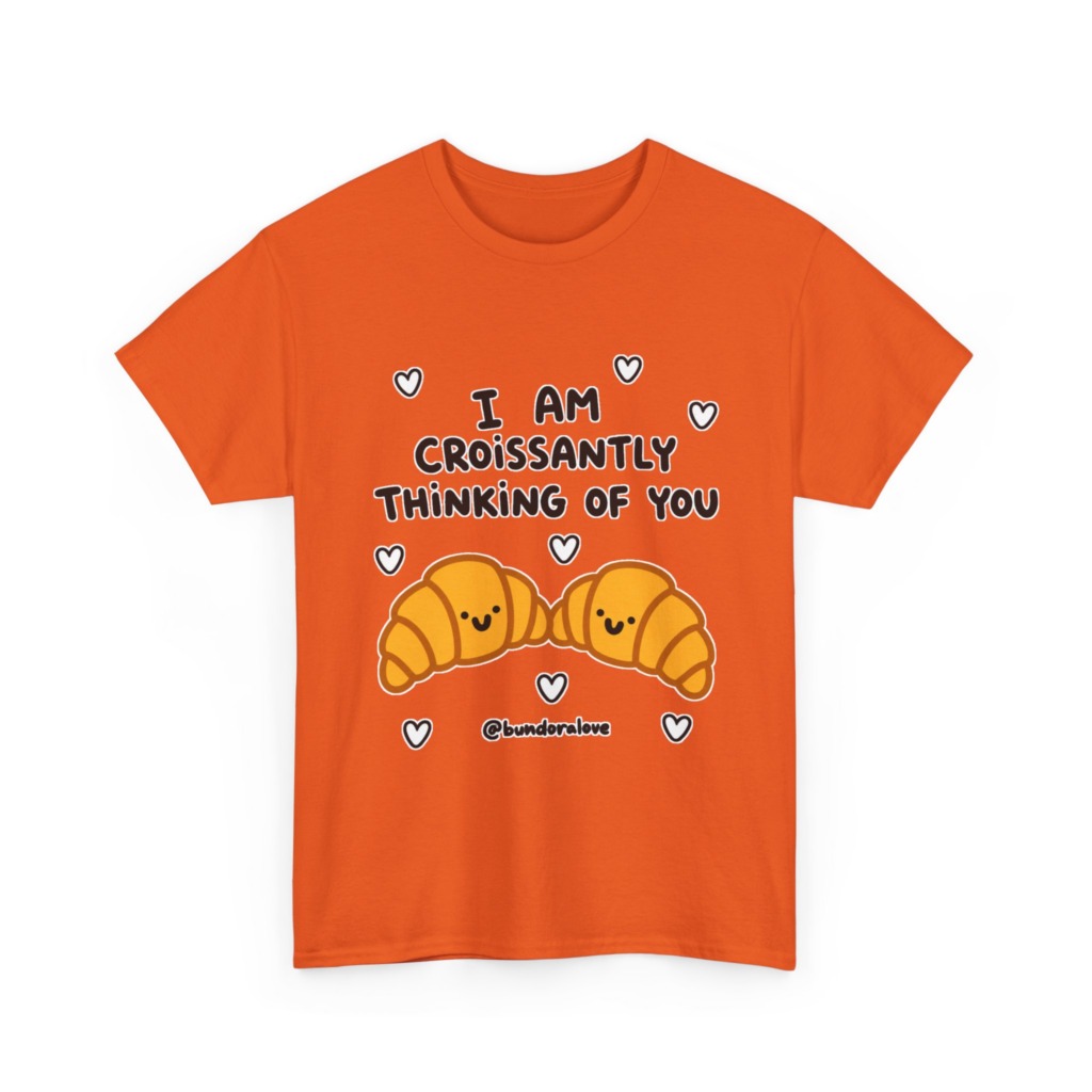 White T-Shirt: Croissantly Thinking Of You Graphic Print