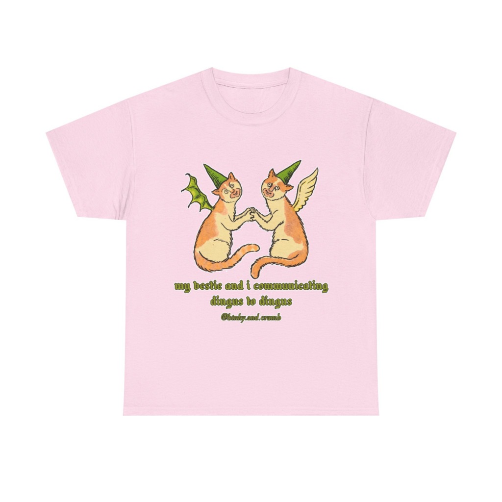 T-Shirt: Medieval Cat Besties 'Dingus to Dingus' Graphic