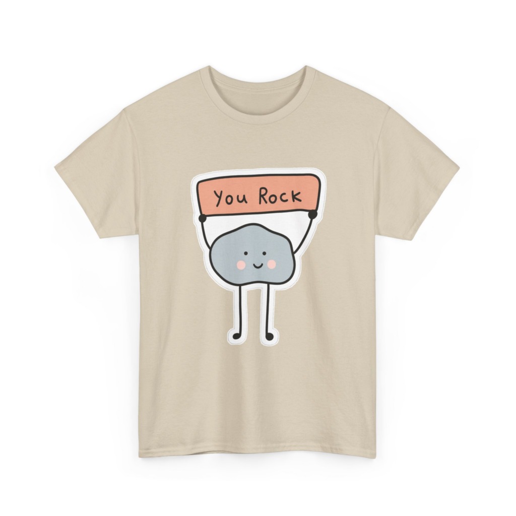 T-Shirt: Cute Rock Holding 'You Rock' Sign