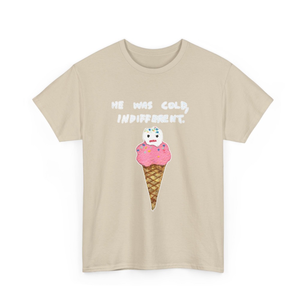 T-Shirt with Cold, Indifferent Ice Cream Graphic