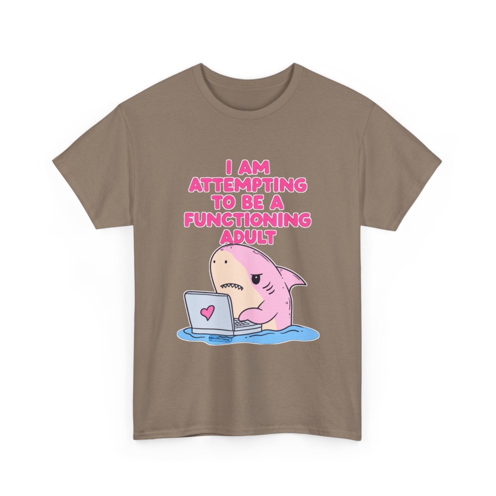 "Functioning Adult" Shark Laptop Graphic Tee