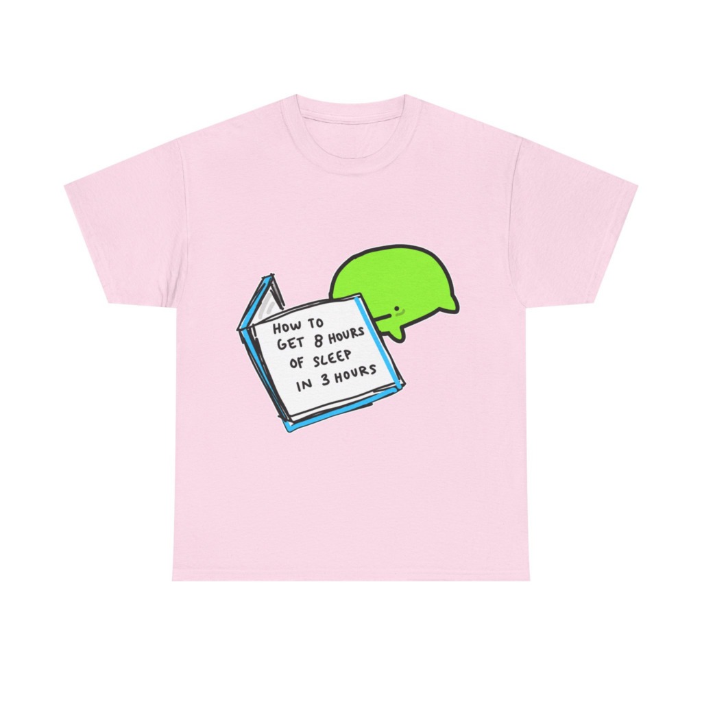 T-Shirt: Sleep Hack Book & Green Character Graphic
