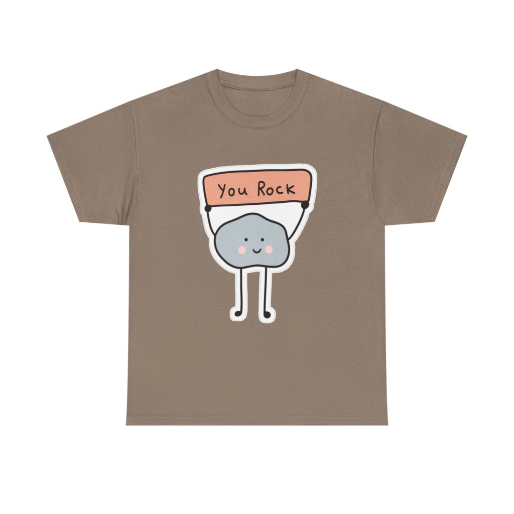 T-Shirt: Cute Rock Holding 'You Rock' Sign