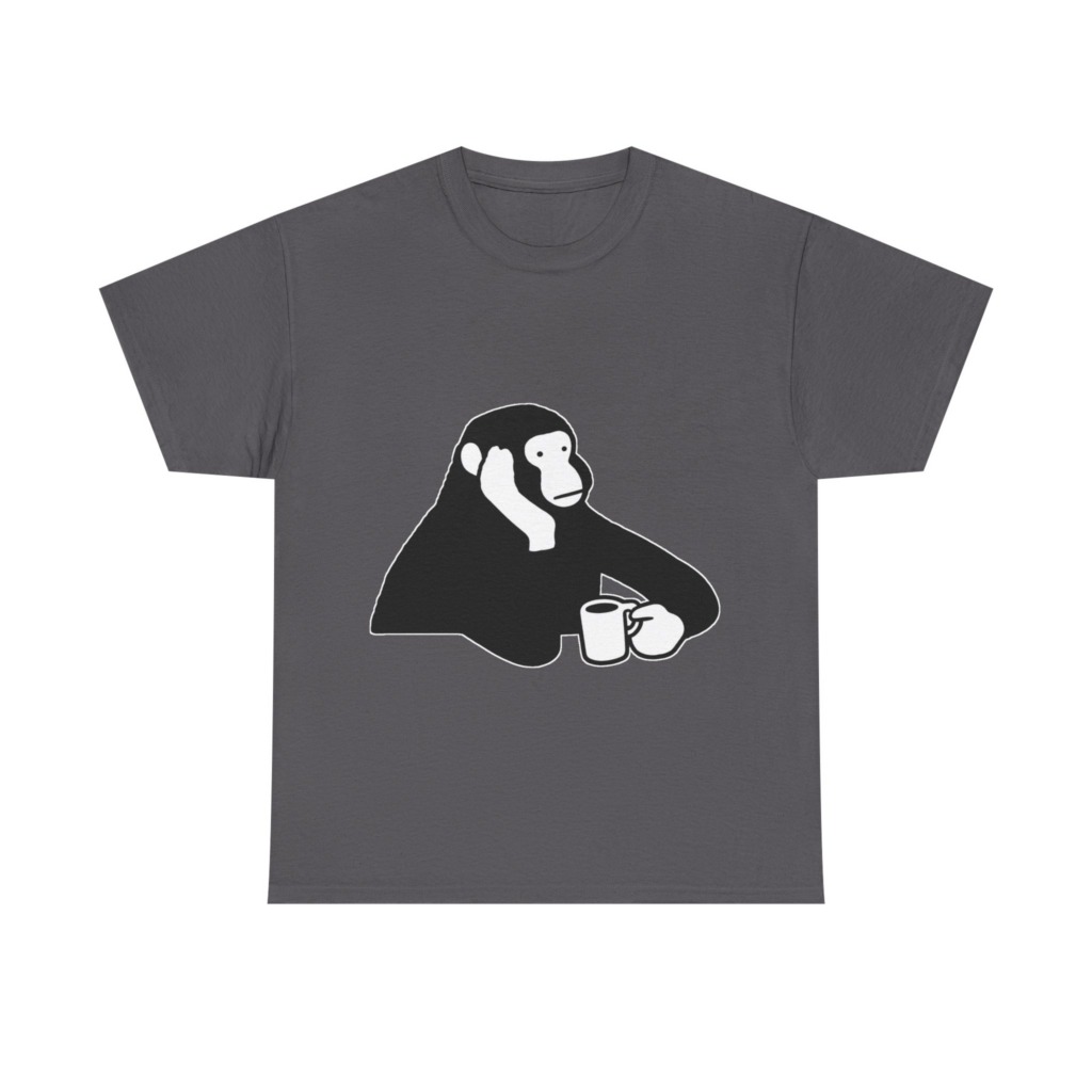 T-Shirt: Chimp with Coffee Mug Graphic