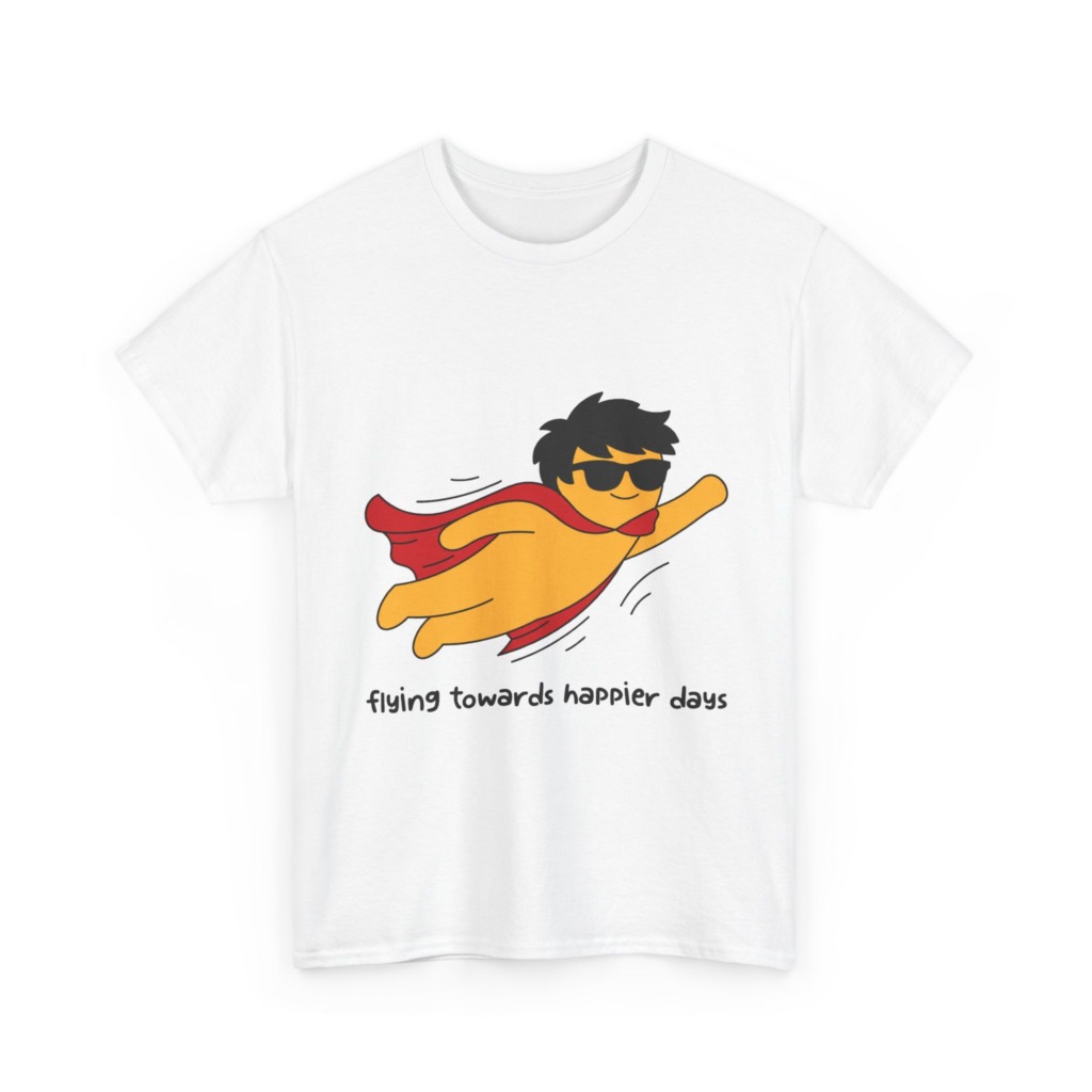 T-Shirt: Flying Hero 'Happier Days' Graphic Print