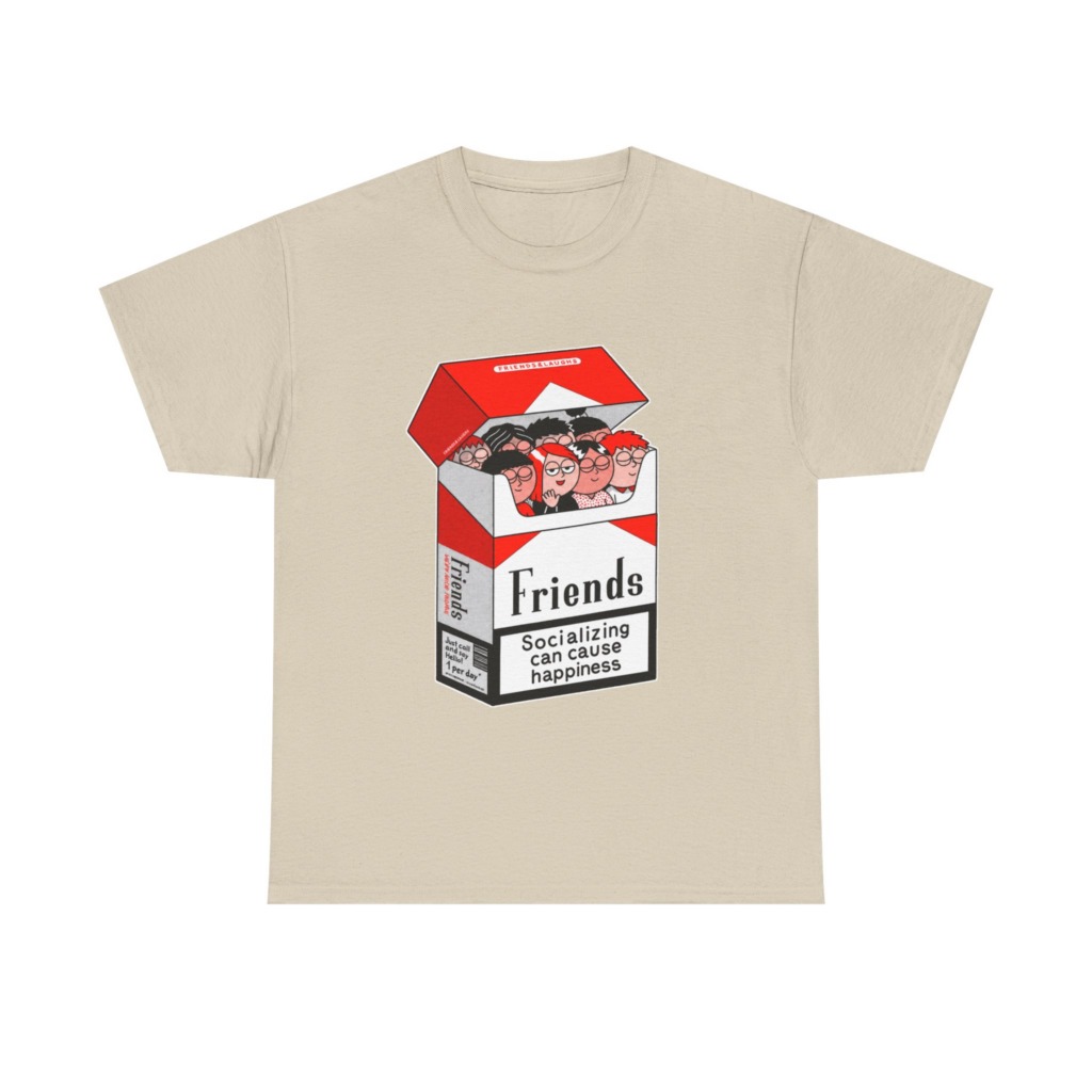 Graphic Tee: Friends Socializing Cigarette Pack