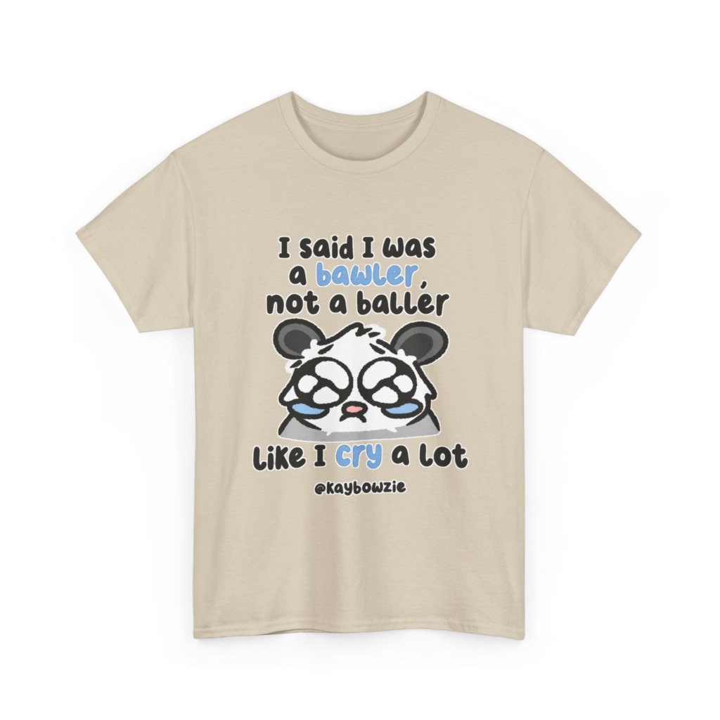T-Shirt with Crying Animal 'Bawler Not Baller' Graphic