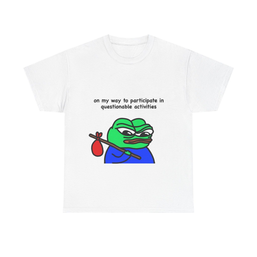 T-Shirt: Questionable Activities Pepe Frog Print