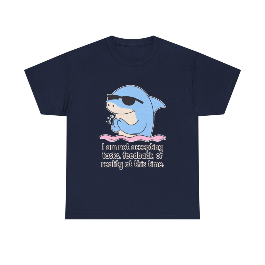 T-Shirt: Cool Dolphin Not Accepting Reality Print