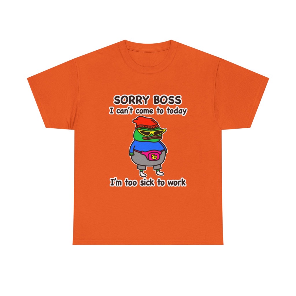 Pepe the Frog Sorry Boss Sick Day Graphic T-Shirt