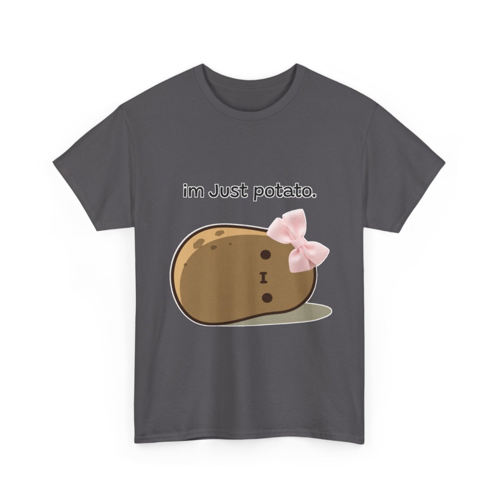 White 'im Just potato.' Pink Bow Potato Tee