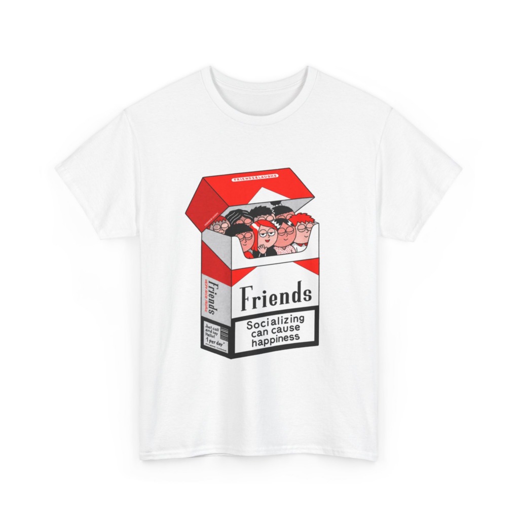 Graphic Tee: Friends Socializing Cigarette Pack