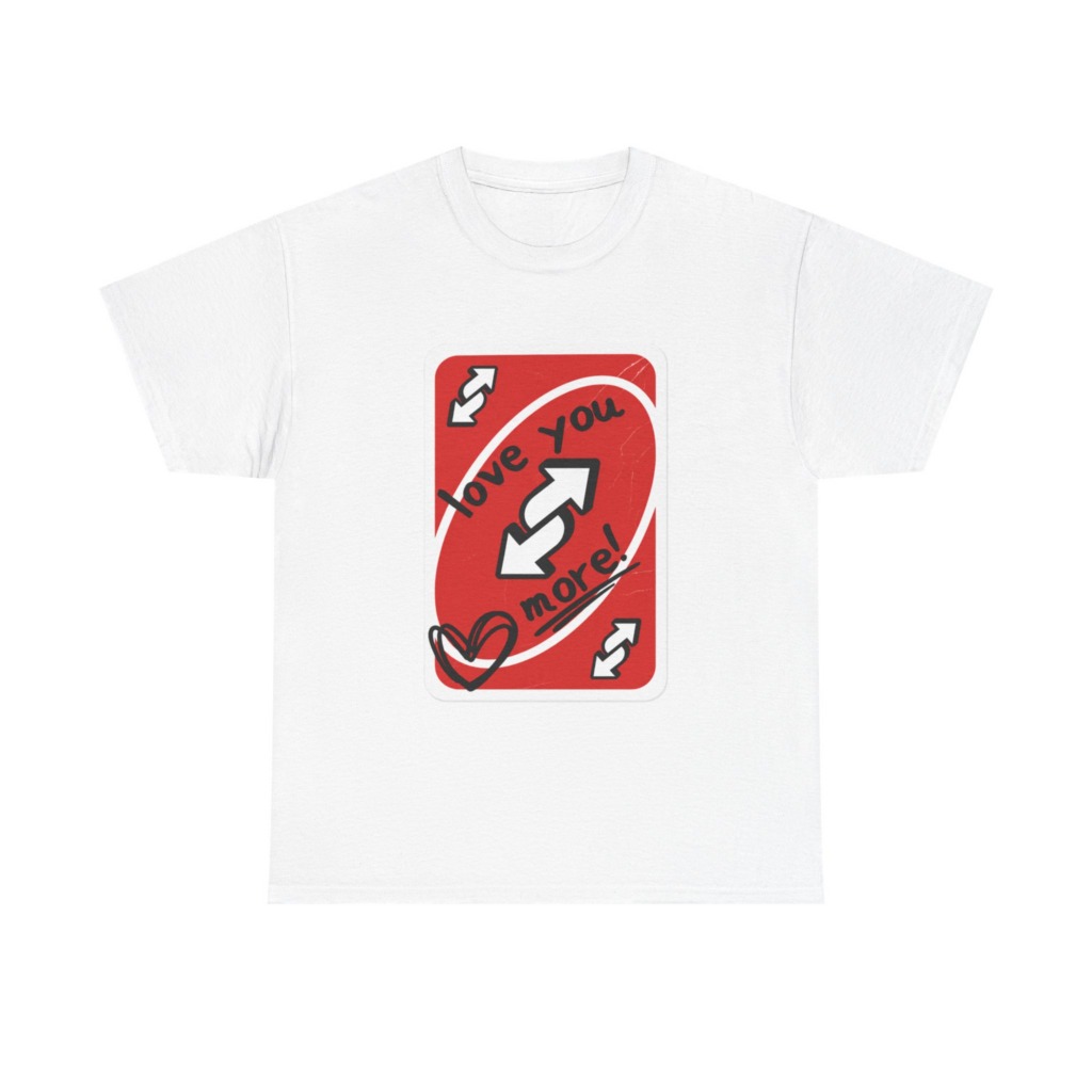 Red Love You More Reverse Card Graphic Tee