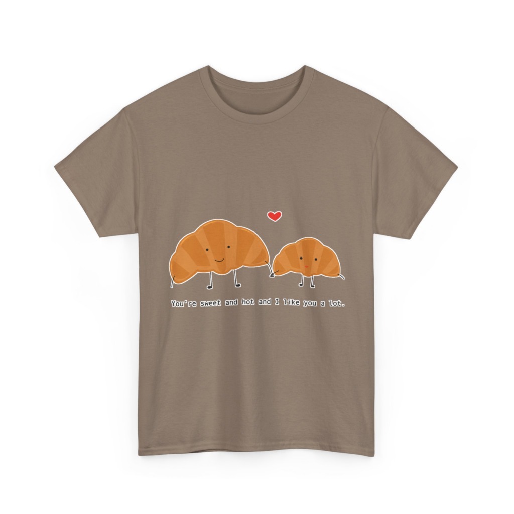 T-Shirt: Croissant Couple 'Sweet & Hot' Graphic Tee