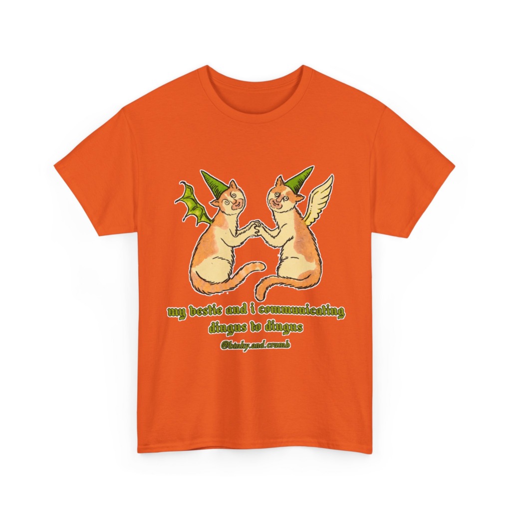 T-Shirt: Medieval Cat Besties 'Dingus to Dingus' Graphic