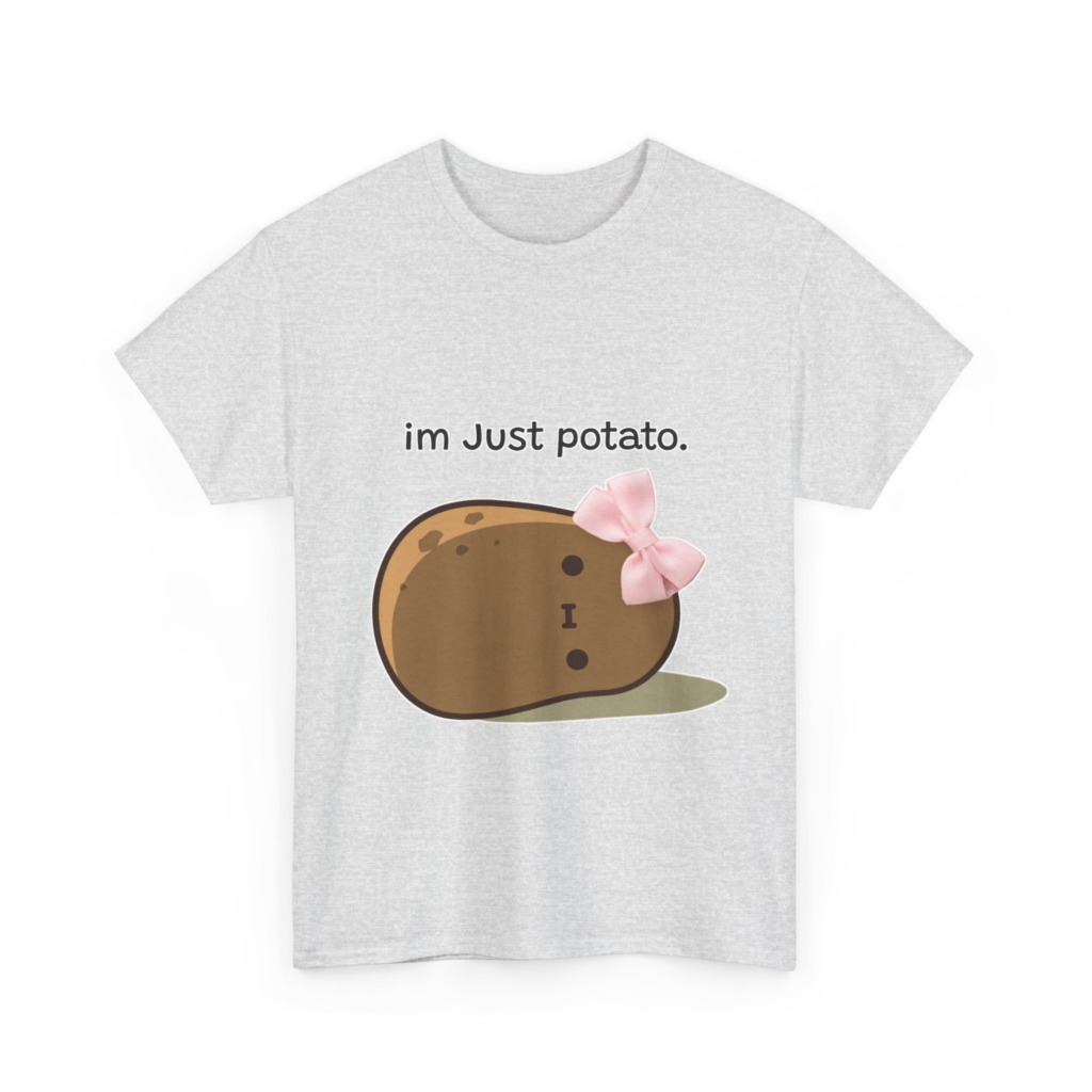 White Just Potato Graphic T-Shirt with Pink Bow