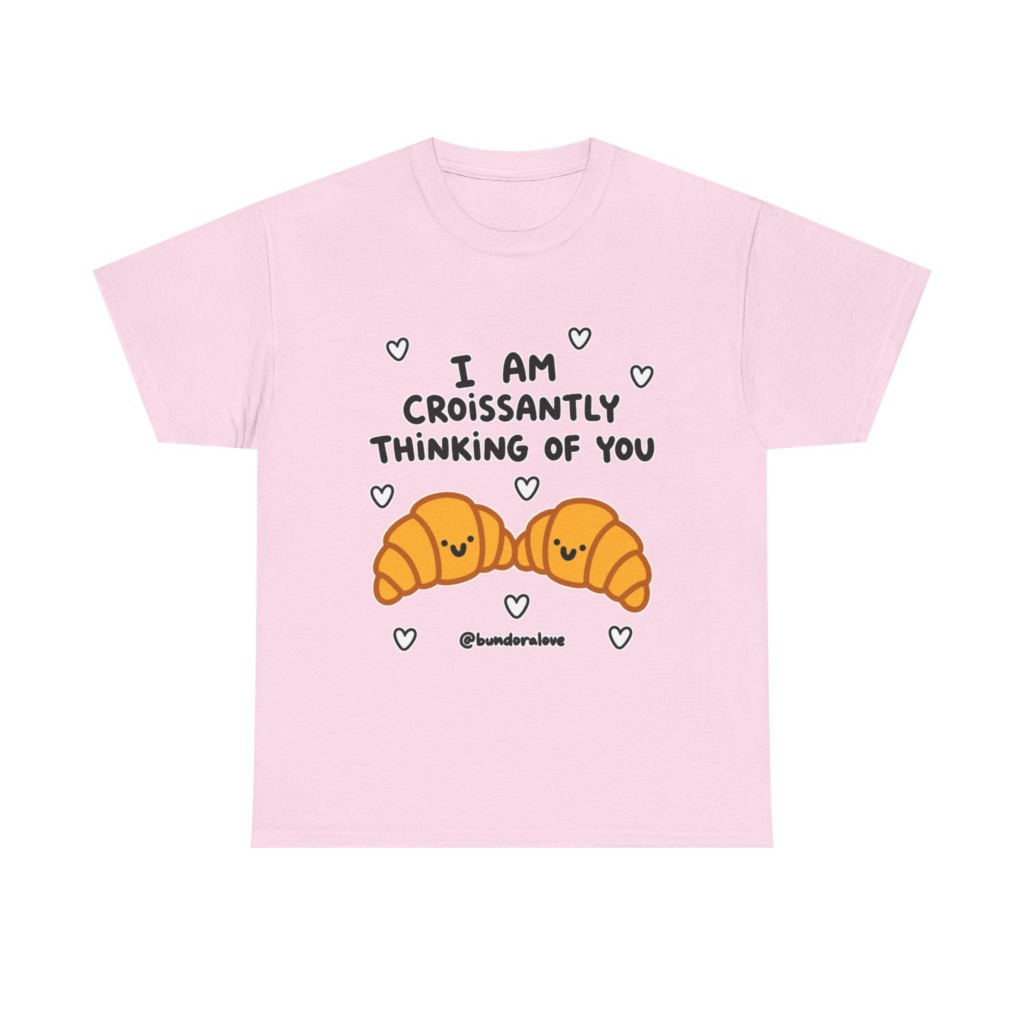 White T-Shirt: Croissantly Thinking Of You Graphic Print