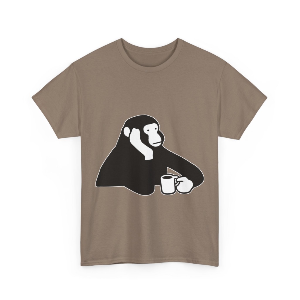 T-Shirt: Chimp with Coffee Mug Graphic
