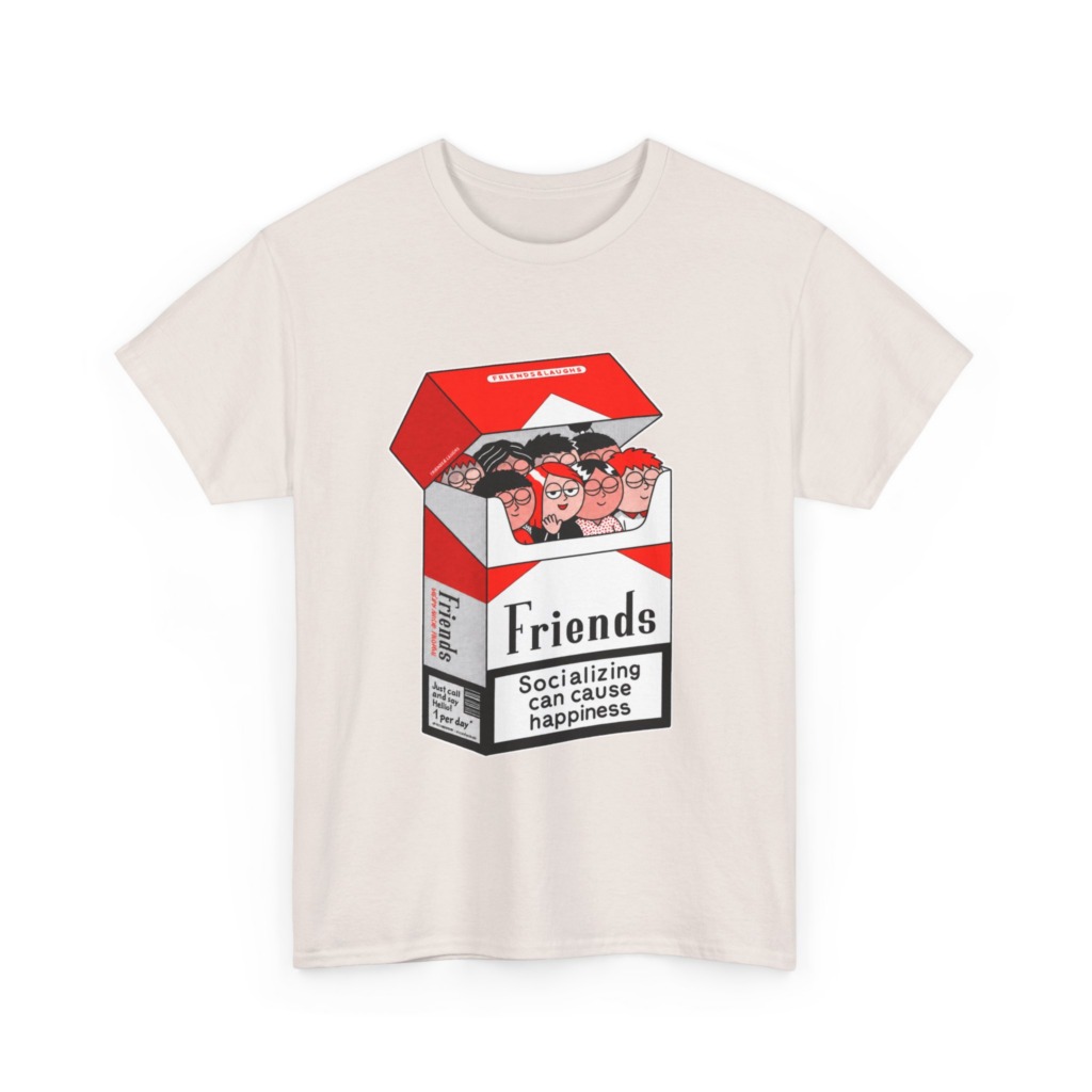 Graphic Tee: Friends Socializing Cigarette Pack