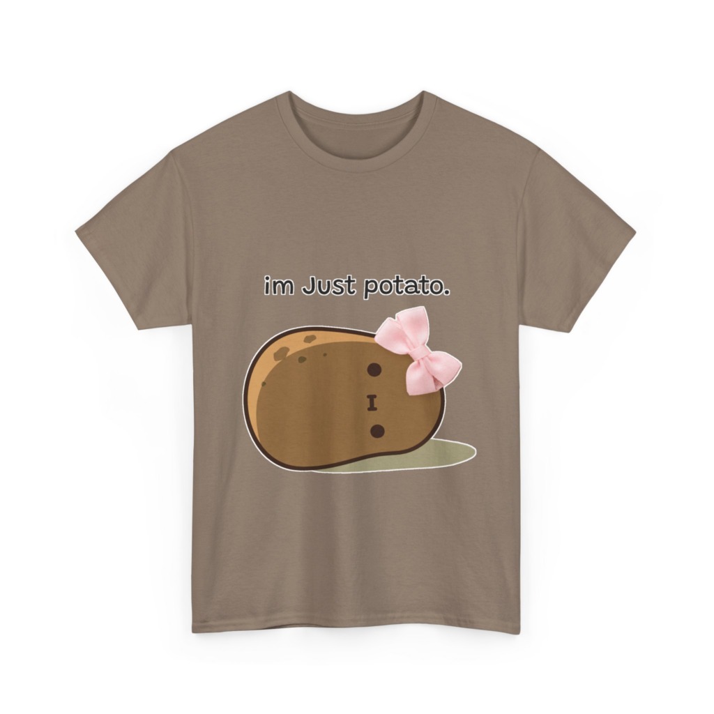 White Just Potato Graphic T-Shirt with Pink Bow