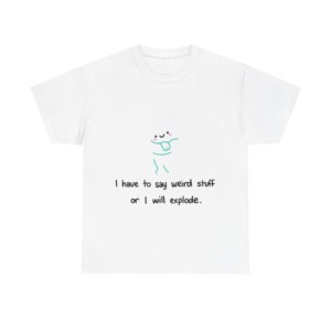 White T-Shirt with Cute Ghost "Weird Stuff" Print