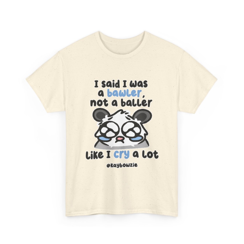 T-Shirt with Crying Animal 'Bawler Not Baller' Graphic