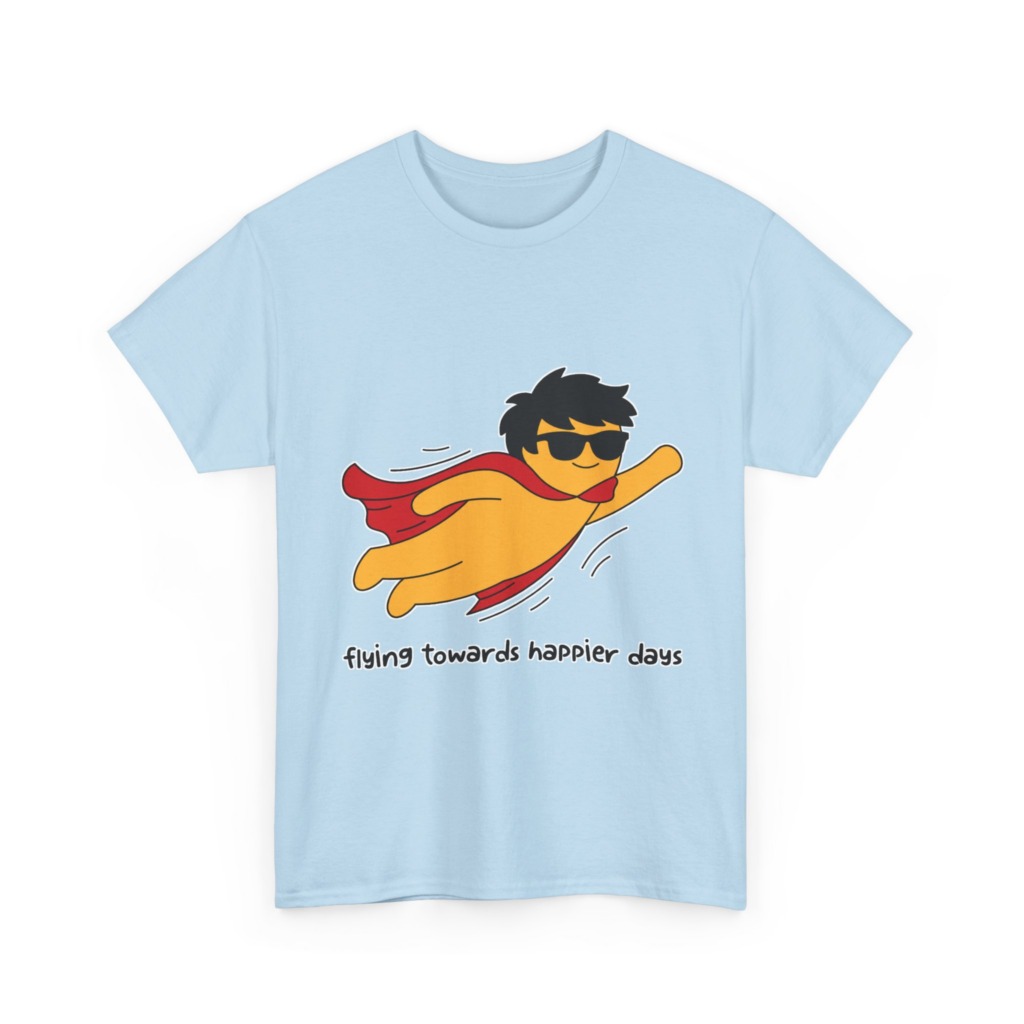 T-Shirt: Flying Hero 'Happier Days' Graphic Print