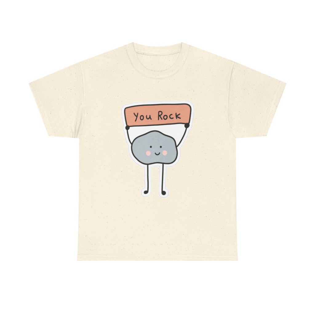 T-Shirt: Cute Rock Holding 'You Rock' Sign