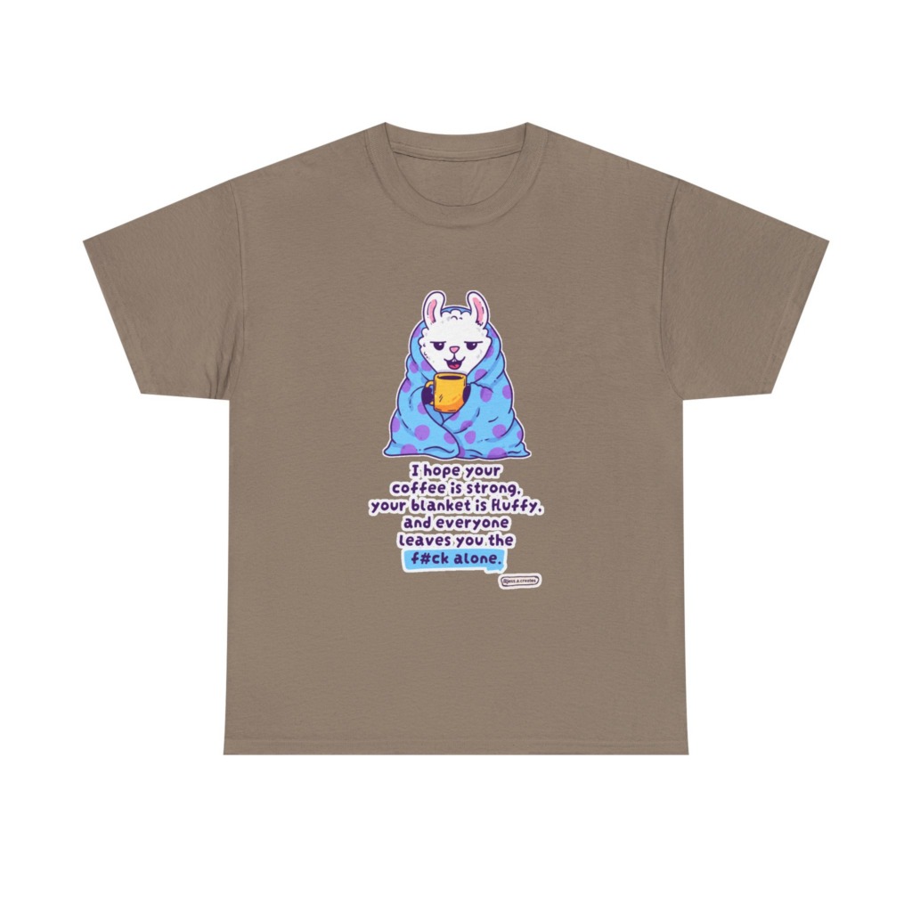 T-Shirt: Llama in Blanket & 'F#ck Alone' Coffee Quote