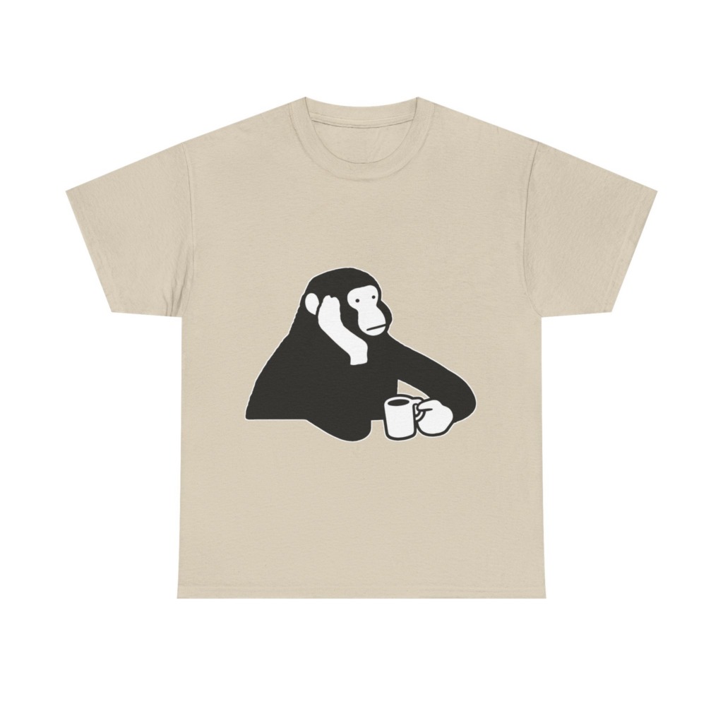 T-Shirt: Chimp with Coffee Mug Graphic