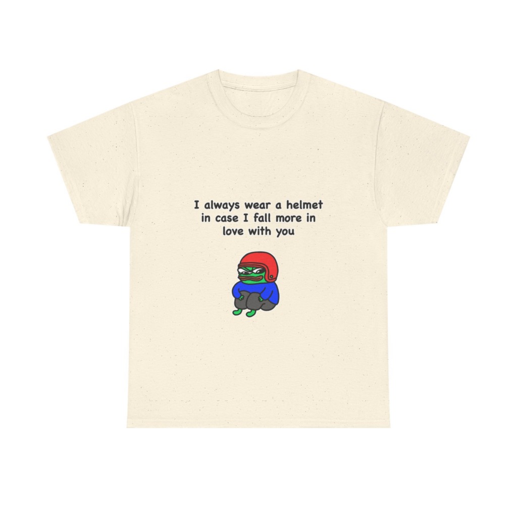 T-Shirt: Helmet-Wearing Pepe Frog Love Quote