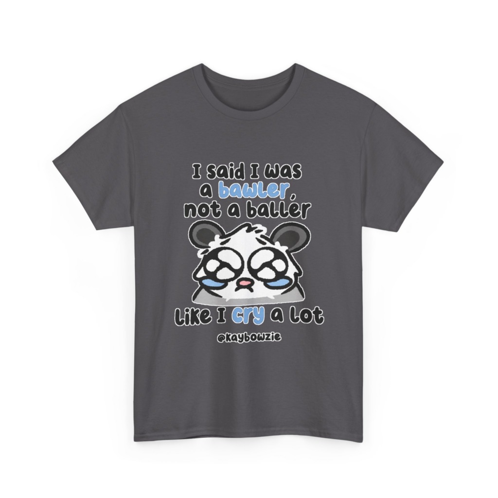 T-Shirt with Crying Animal 'Bawler Not Baller' Graphic