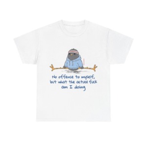 T-Shirt: 'What Am I Doing?' Pigeon Graphic Print