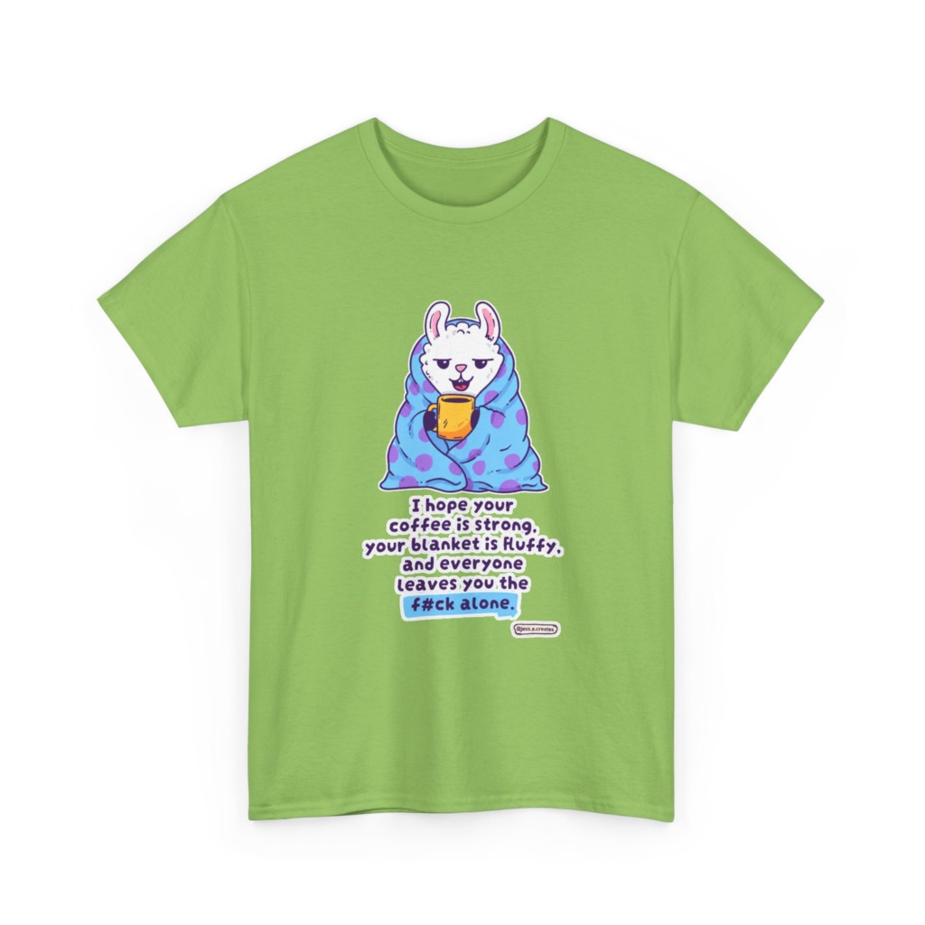 T-Shirt: Llama in Blanket & 'F#ck Alone' Coffee Quote