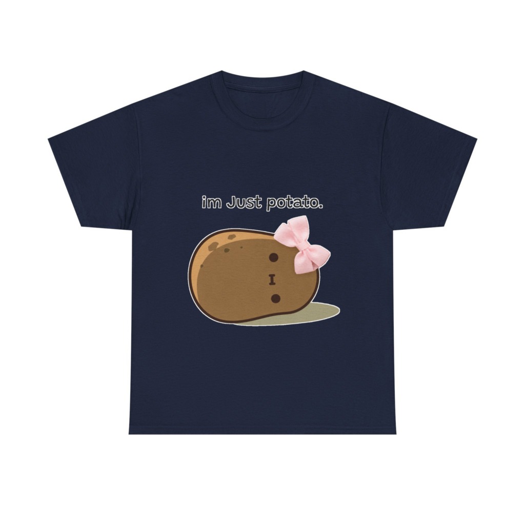 White Just Potato Graphic T-Shirt with Pink Bow