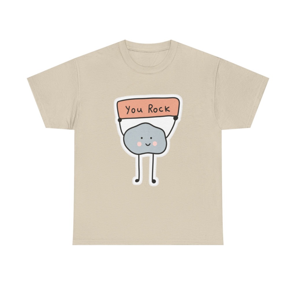 T-Shirt: Cute Rock Holding 'You Rock' Sign