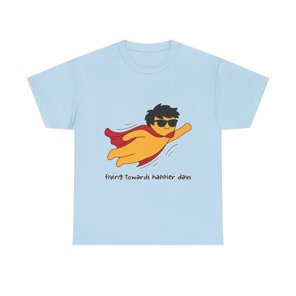 T-Shirt: Flying Hero 'Happier Days' Graphic Print