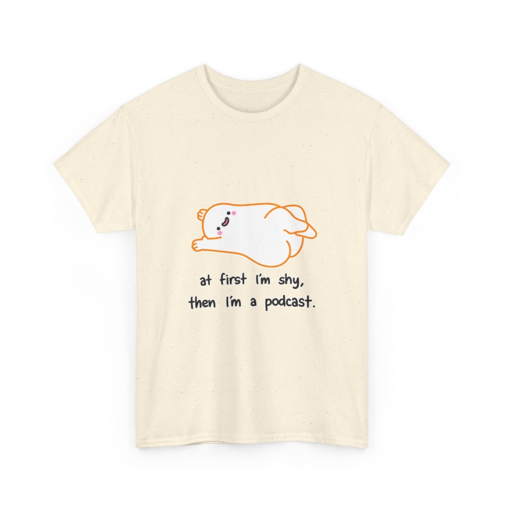 T-Shirt with Shy Podcast Creature Graphic