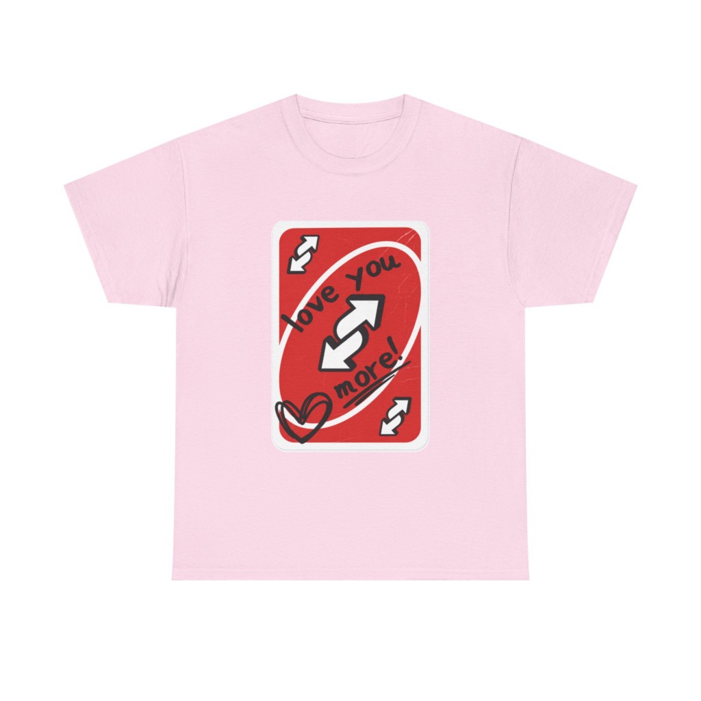 Red Love You More Reverse Card Graphic Tee