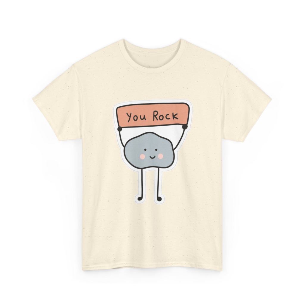 T-Shirt: Cute Rock Holding 'You Rock' Sign
